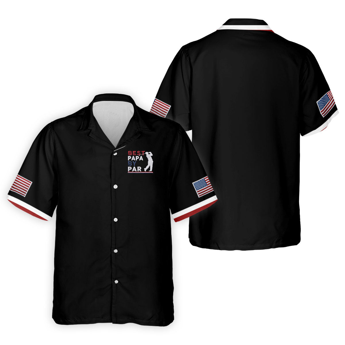 Black Best Papa By Par Embroidered Golf Polo Shirt, Mens Golf Apparel, Mens Golf Polo