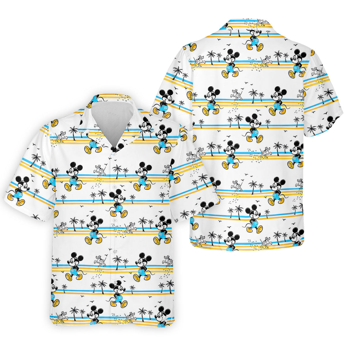 Retro Beach Stripe Cartoon Golf Polo Shirt, Golf Polo Shirts For Men, Mens Golf Apparel