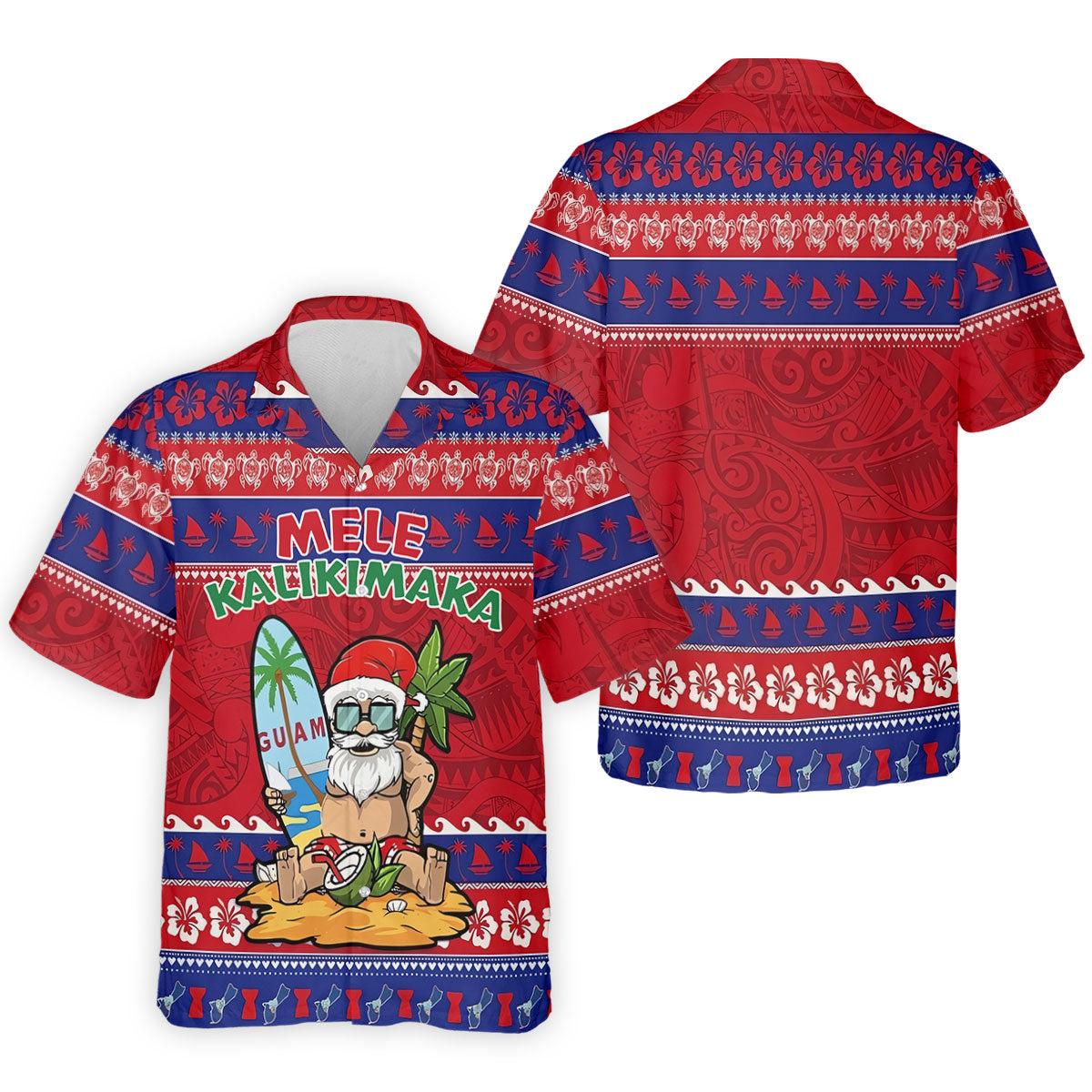 Tropical Santa Mele Kalikimaka Christmas Golf Shirt, Men's Golf Shirt, Hawaiian Golf Shirt, Printed Golf Shirts