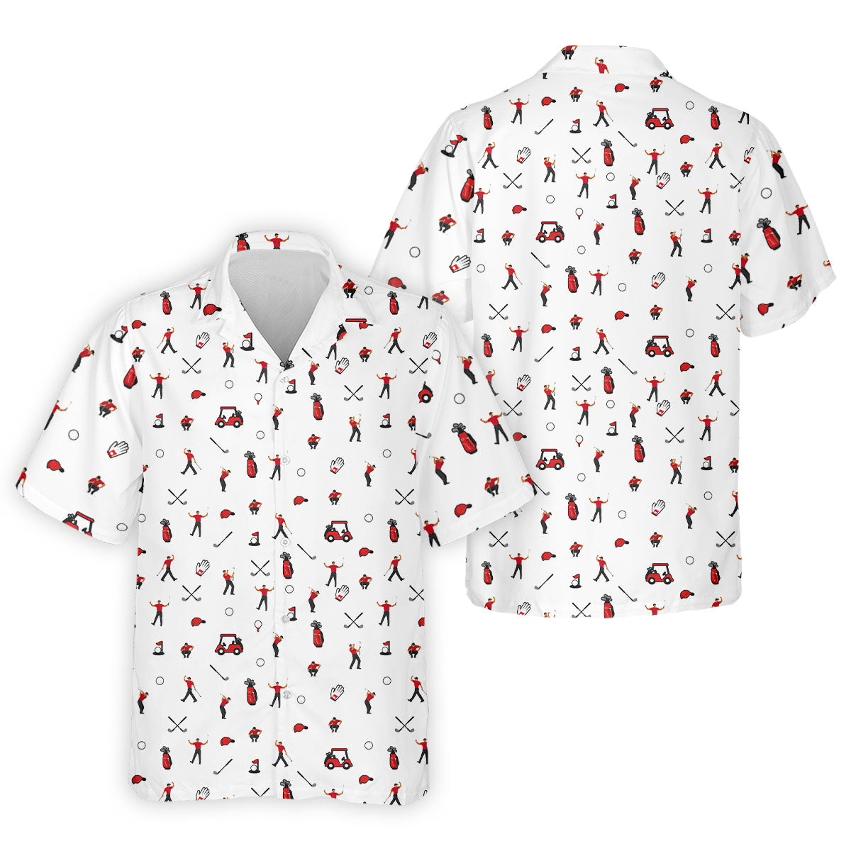 Golf Player Pattern Polo Shirt, Golf Polo Shirts For Men, Printed Golf Shirts
