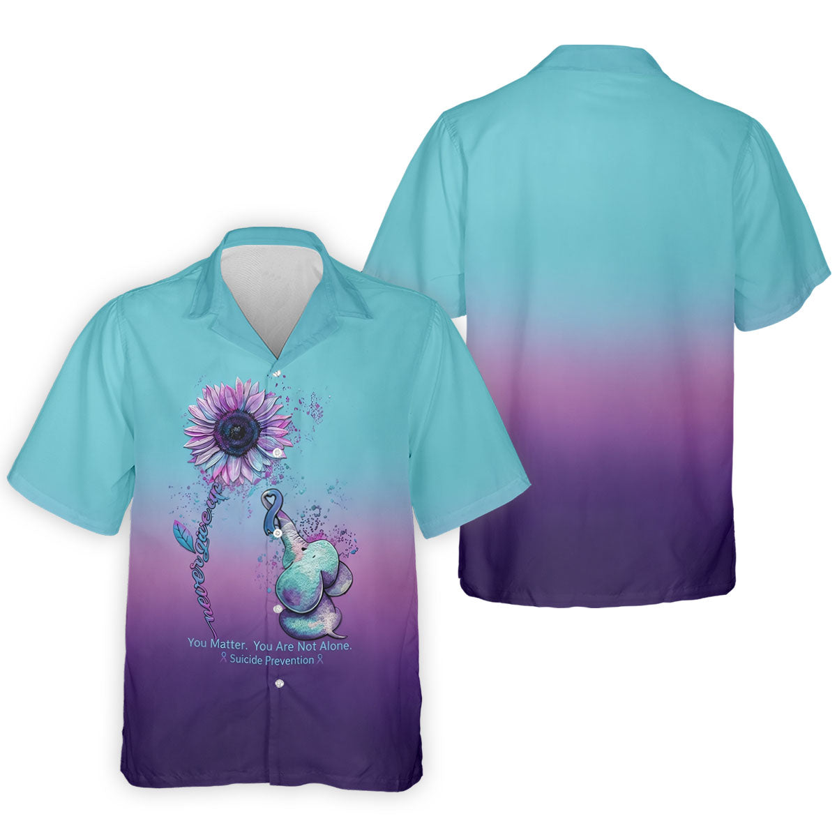 Never Give Up Elephant Sunflower Suicide Prevention Polo Shirts For Men, Men's Golf Shirt
