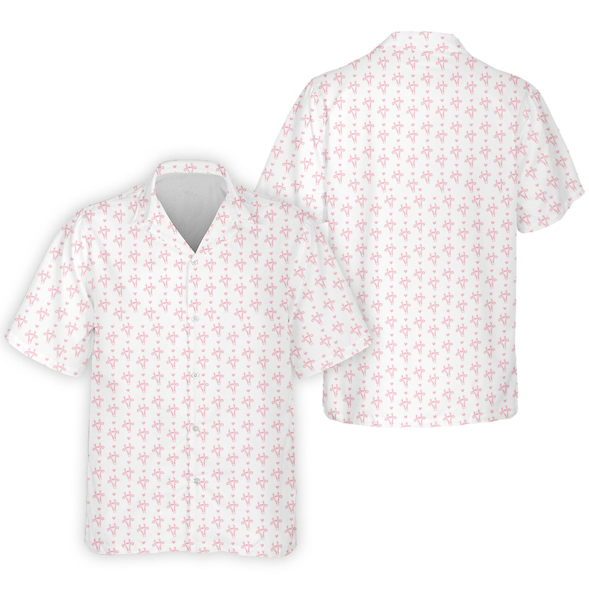 White Pink Funny Adult Pattern Polo Shirt, Golf Shirts For Men, Mens Golf Polo