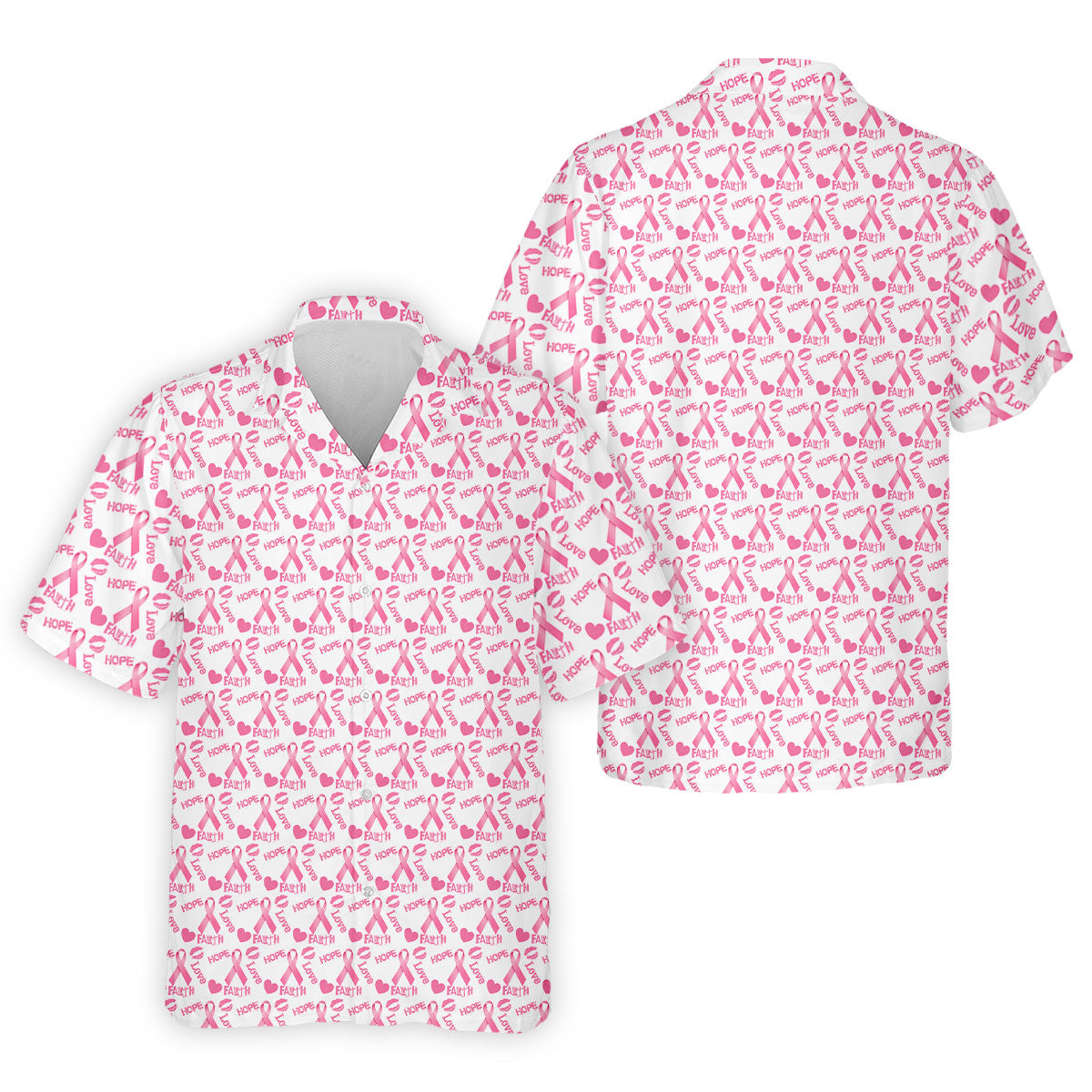 Hope Love Faith Pink Ribbon Breast Cancer Golf Shirt, Men's Golf Shirt, Mens Golf Apparel