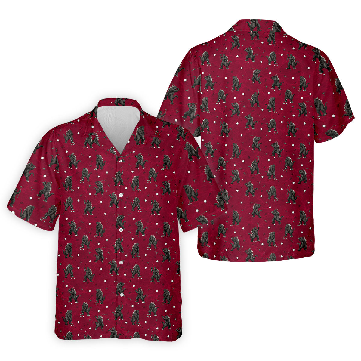 Funny Giant Monster Golf Pattern Polo Shirt, Mens Golf Polo, Golf Shirts For Men