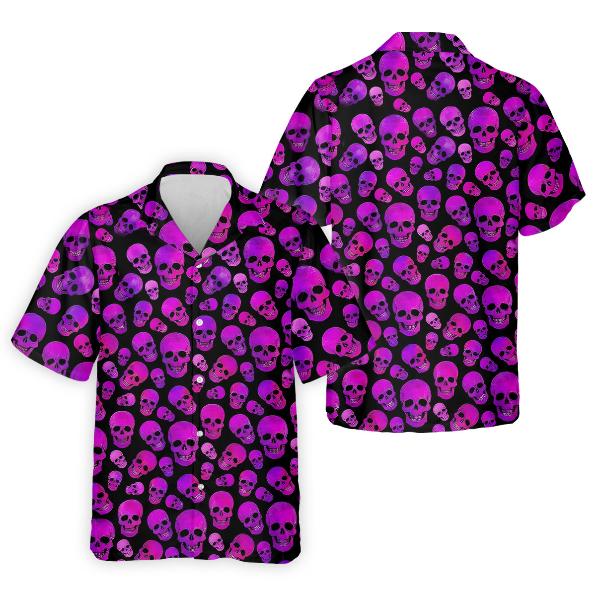 Purple Skull Gothic Pattern Hawaiian Golf Shirt, Mens Golf Polo, Printed Golf Shirts