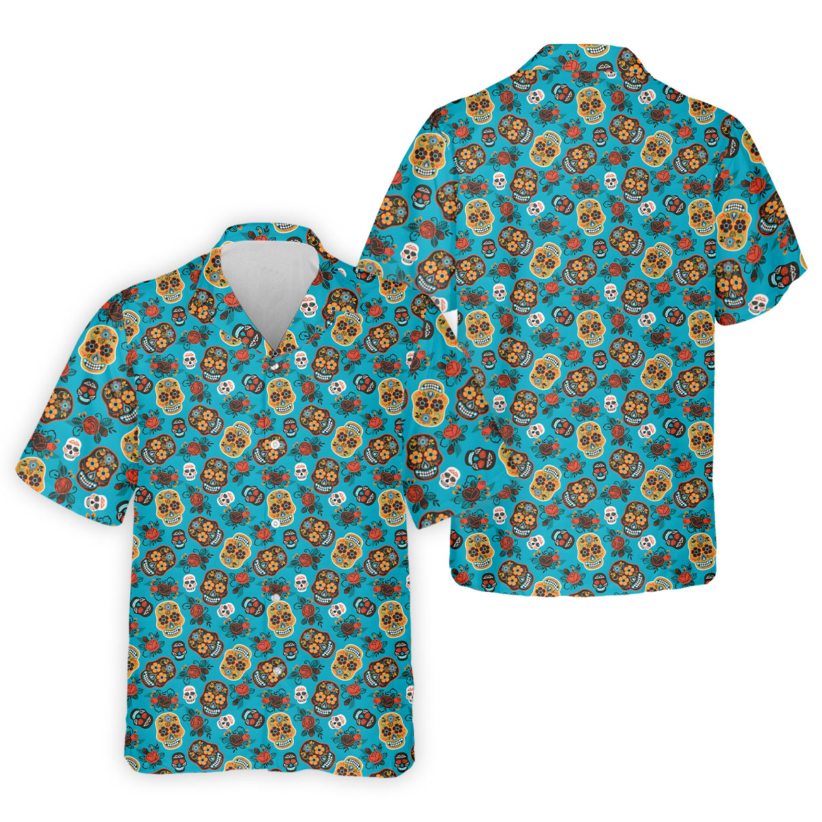 Sugar Skulls And Roses Cinco De Mayo Celebration Fiesta Themed Golf Shirts For Men
