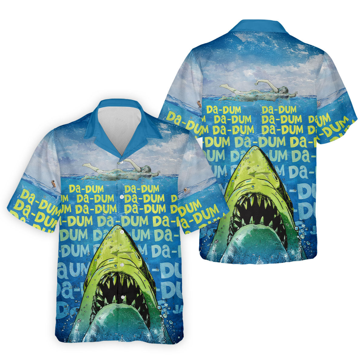 Funny Shark Da Dum Ocean Attack Golf Polo Shirt, Golf Shirts For Men, Printed Golf Shirts
