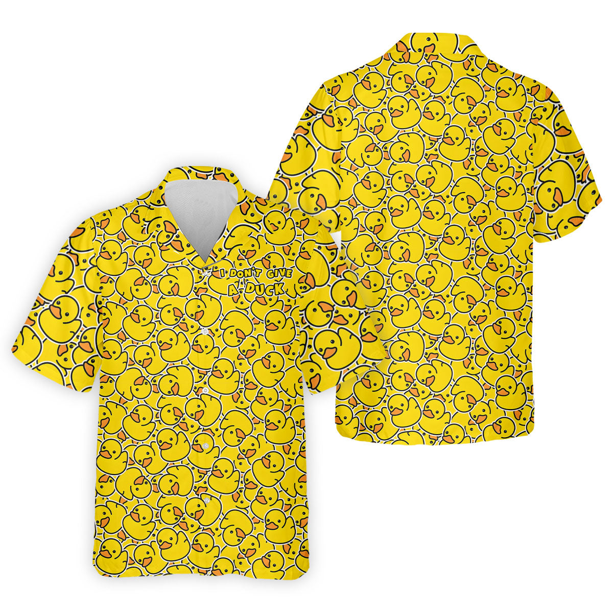 I Don't Give A Duck Yellow Rubber Duck Hawaiian Golf Shirt, Men's Funny Golf Shirts