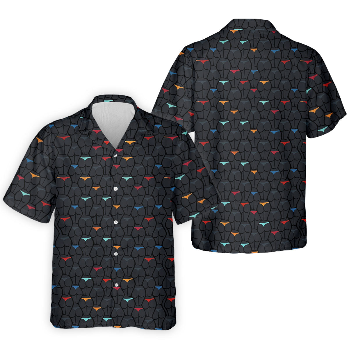 Funny Colorful Panty Butt Pattern Golf Polo Shirt, Printed Golf Shirts, Men's Golf Shirt