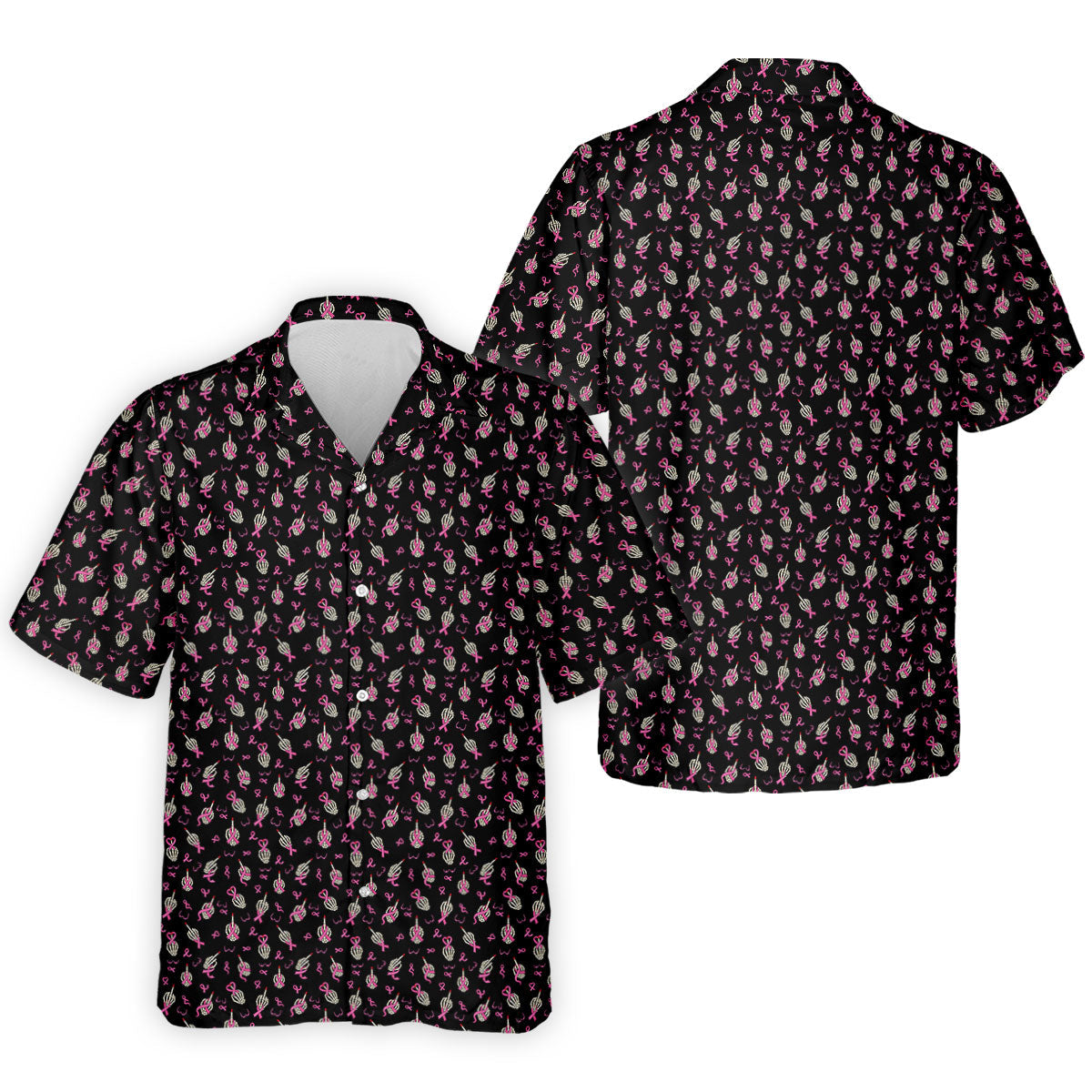 Skeleton Middle Finger Breast Cancer Polo Shirt, Polo Shirts For Men, Mens Golf Apparel