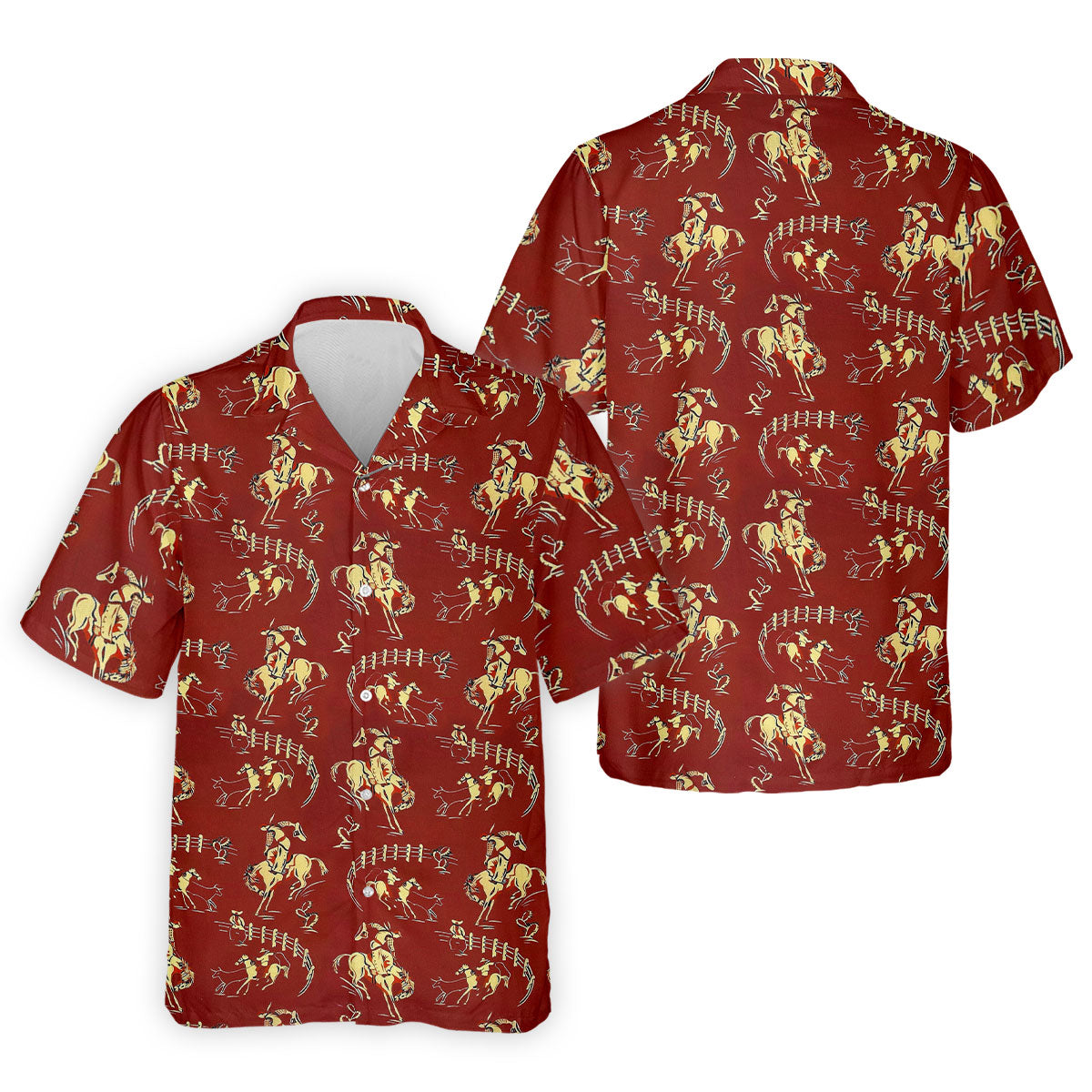 Vintage Rodeo Cowboy Pattern Golf Polo Shirt, Mens Golf Apparel, Hawaiian Golf Shirt