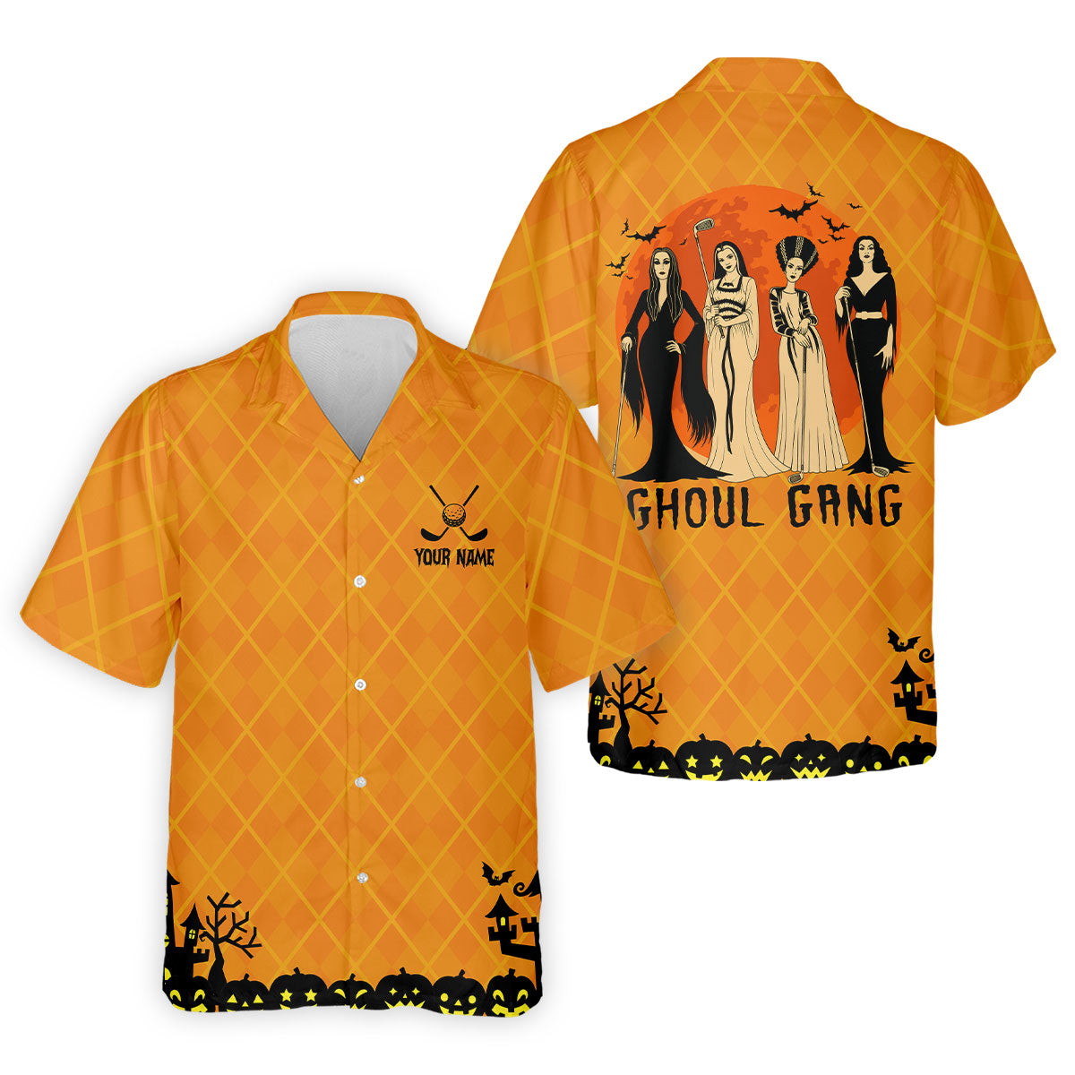 Custom Ghoul Gang Horror Character Halloween Polo Shirt, Men's Golf Shirt, Mens Golf Polo
