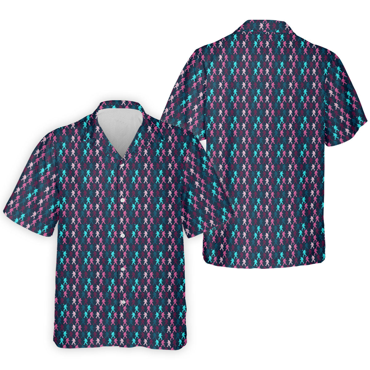 Funny Colorful Bigfoot Golfer Pattern Polo Shirt, Polo Shirts For Men, Mens Golf Shirts