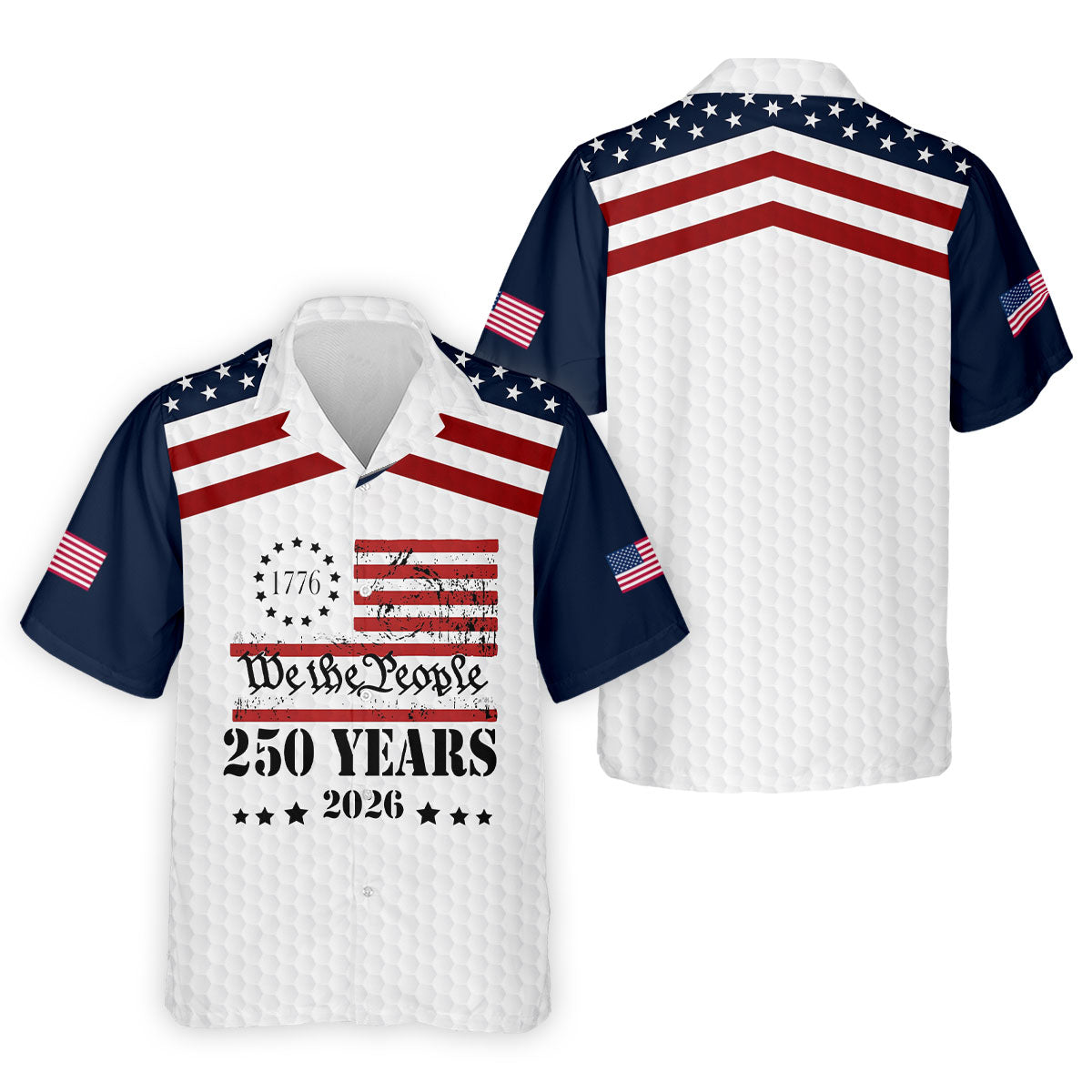 We The People 250 Years US Flag Golf Shirt, Patriotic 4th Of July Golf Shirts For Men