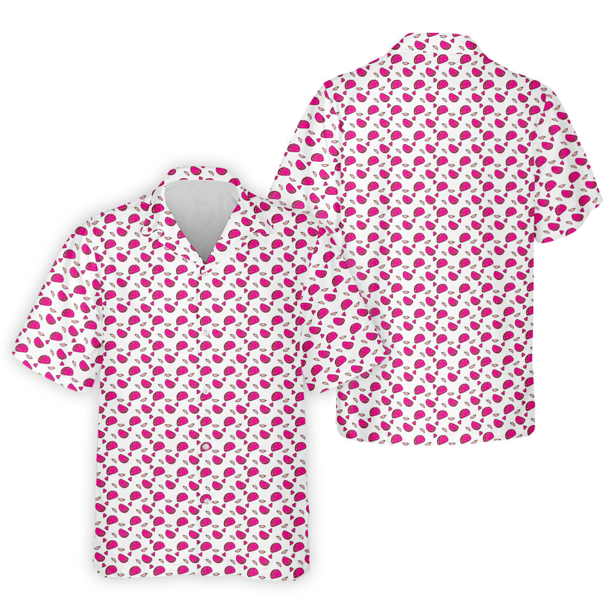The Pink Taco Seamless Pattern White Golf Shirt, Golf Tops For Men, Tacos Lover Golf Gift For Men