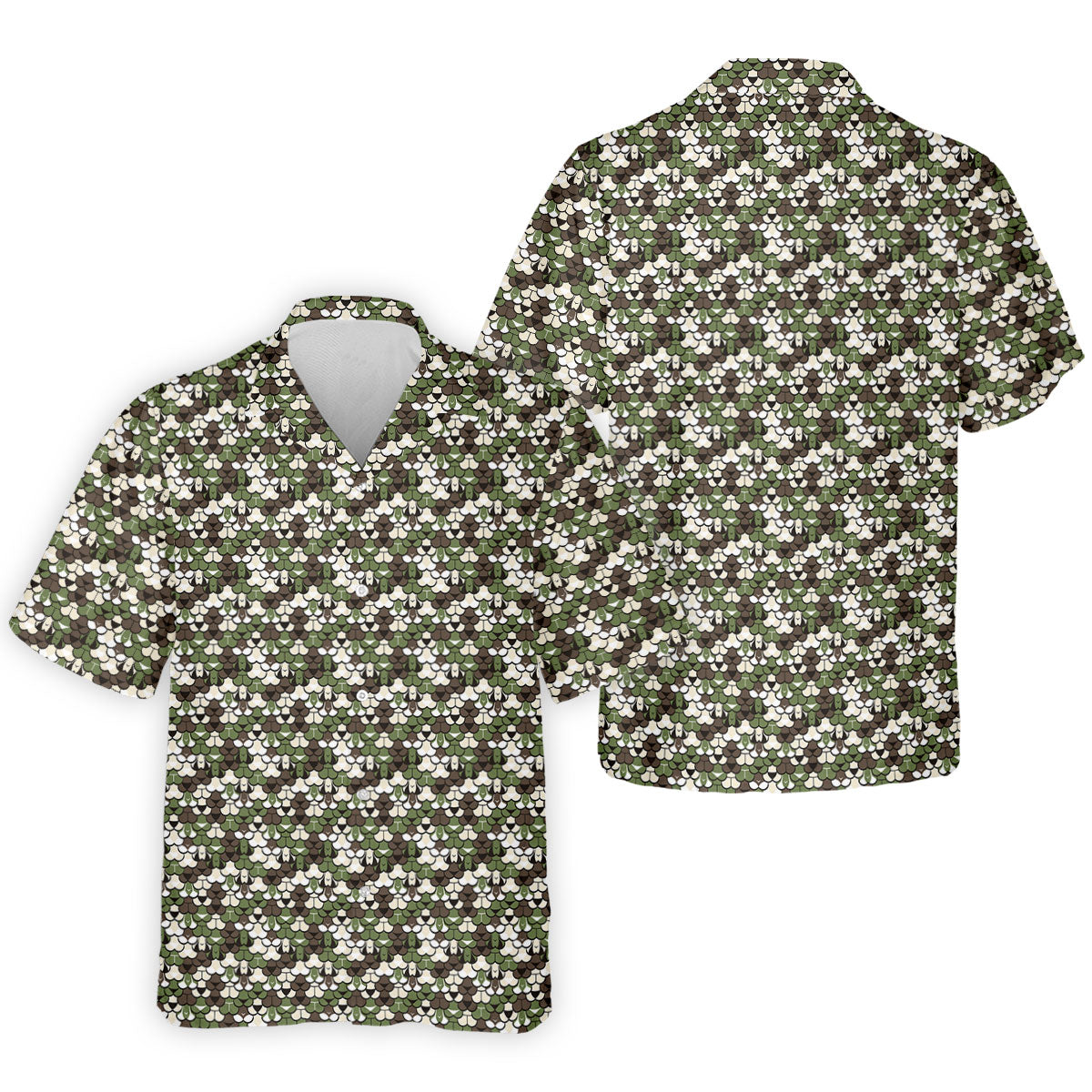 Adult Humor Mermaid Scale Golf Shirt, Woodland Scale Pattern Polo, Polo Shirts For Men