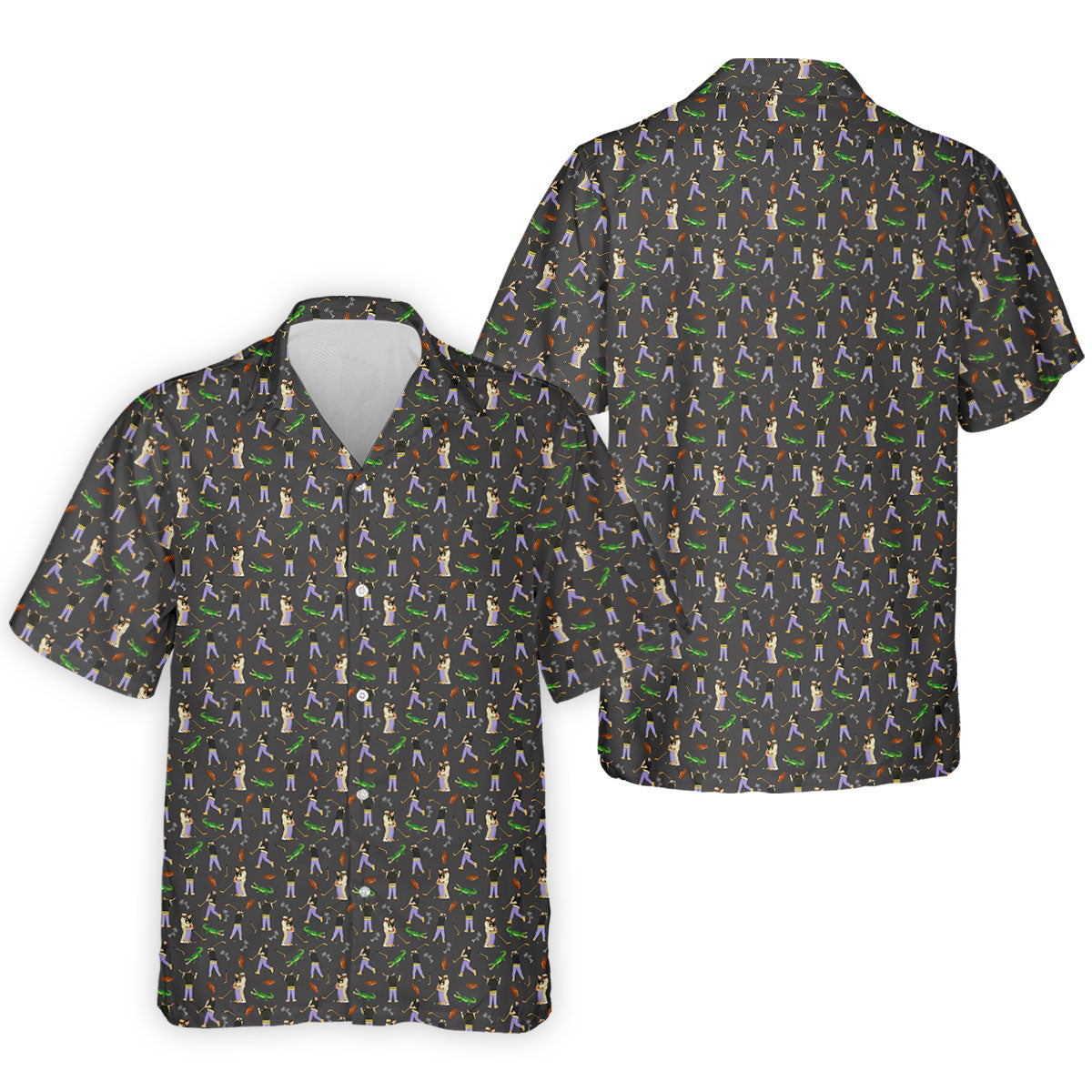 Funny Golf Lesson Alligator Pattern Polo Shirt, Golf Shirts For Men, Mens Golf Apparel
