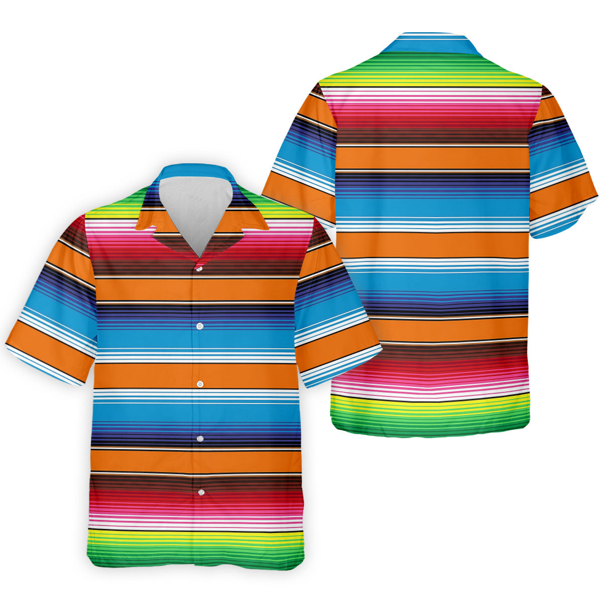 Mexican Serape Stripe Pattern Cinco De Mayo Celebration Fiesta Themed Golf Shirts For Men