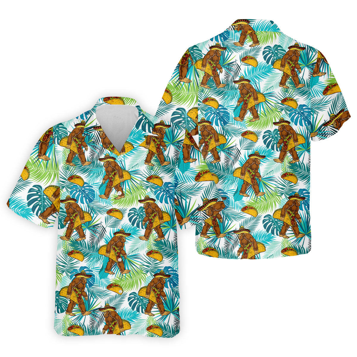Funny Bigfoot Taco Sombrero Cinco De Mayo Celebration Fiesta Themed Tropical Vibe Golf Shirts For Men