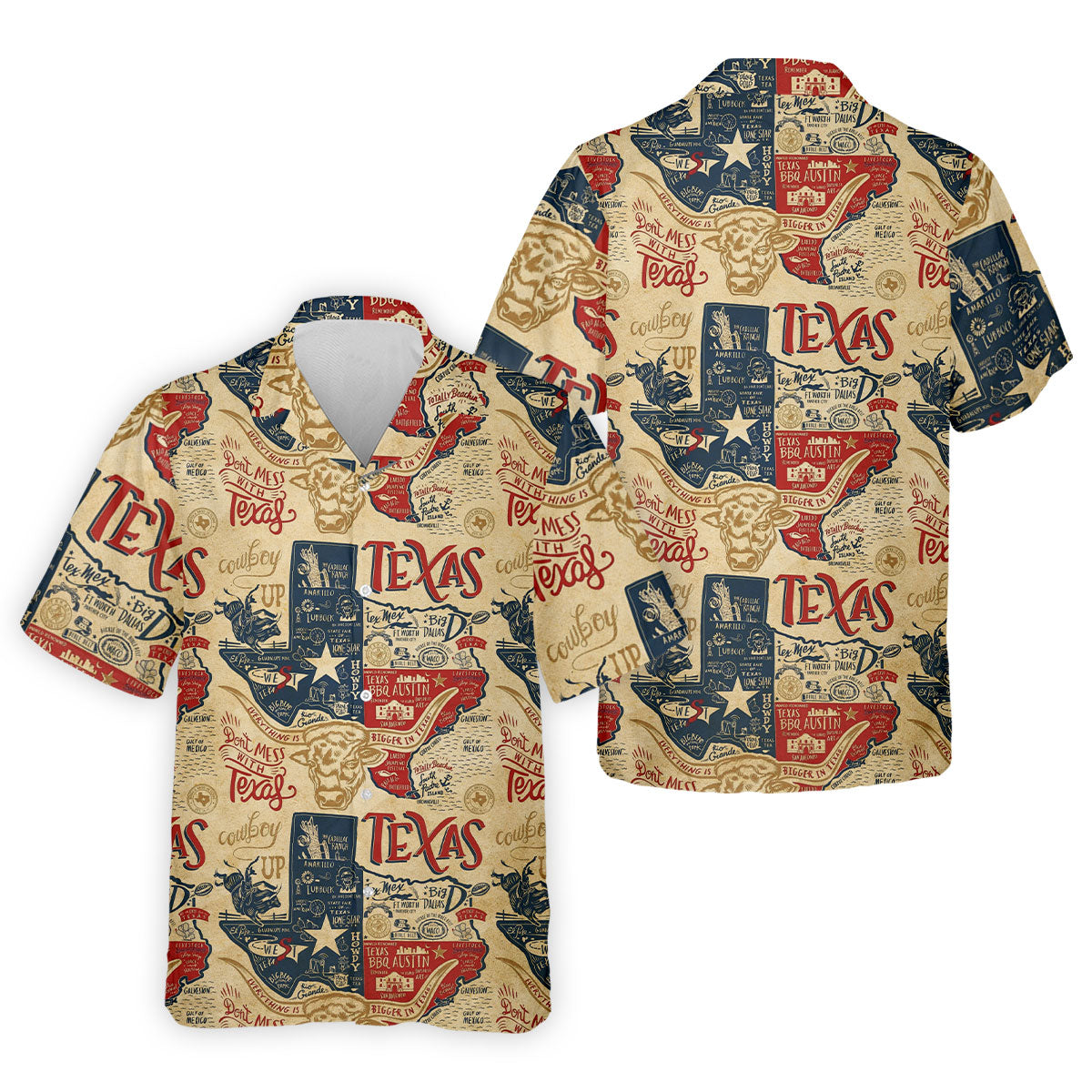 Don't Mess With Texas Western Theme Old West Golf Tops For Men, Polo Shirts For Men, Golf Shirts For Men