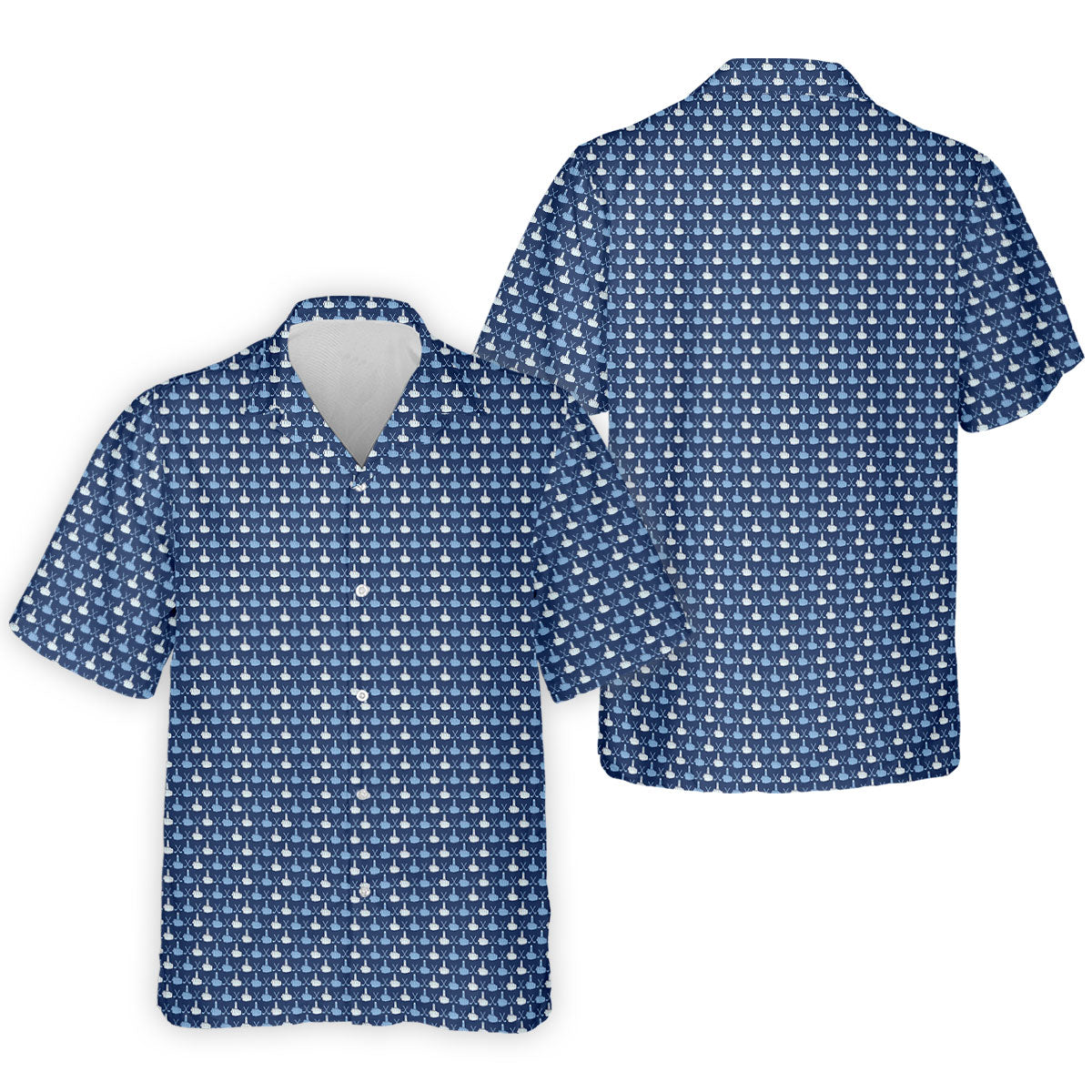 Blue Funny Middle Finger Golf Pattern Polo Shirt, Golf Polo Shirts For Men, Mens Golf Apparel