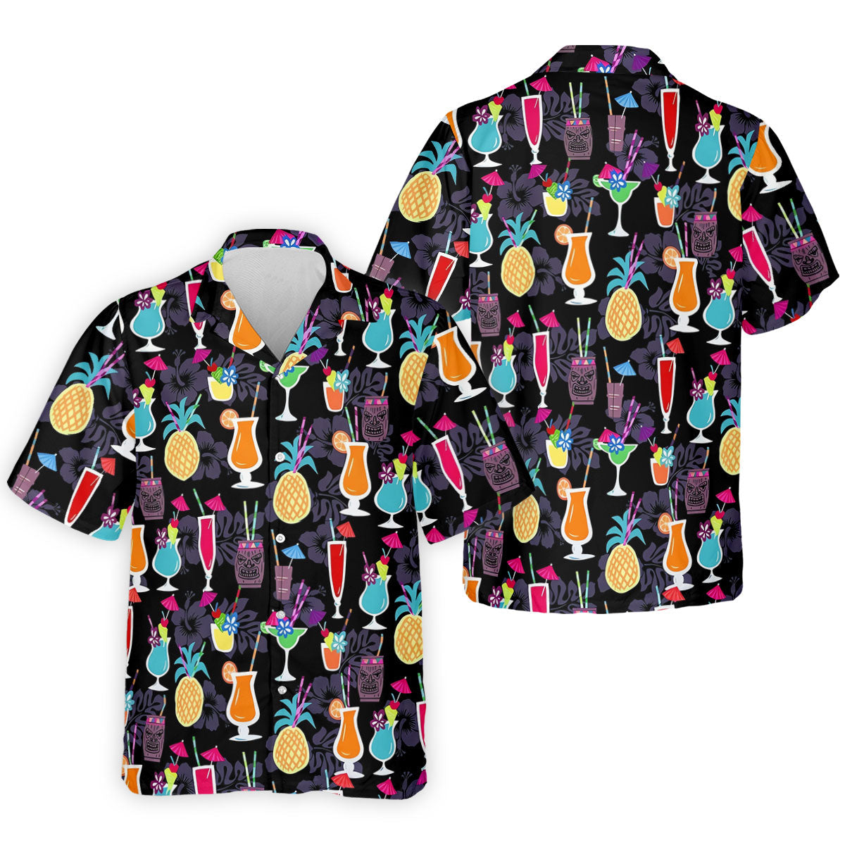 Tropical Drinks Dark Floral Cinco De Mayo Celebration Fiesta Themed Golf Tops For Men, Golf Shirts For Men
