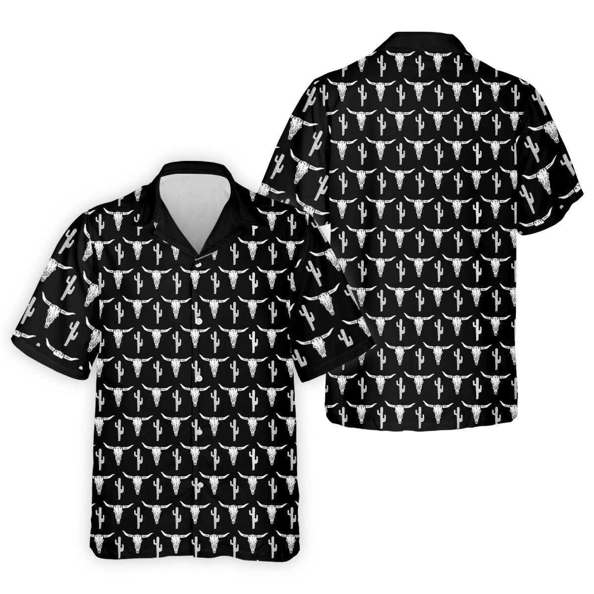 Longhorn Cow Skull Western Theme Black Golf Tops For Men, Polo Shirts For Men, Golf Shirts For Men