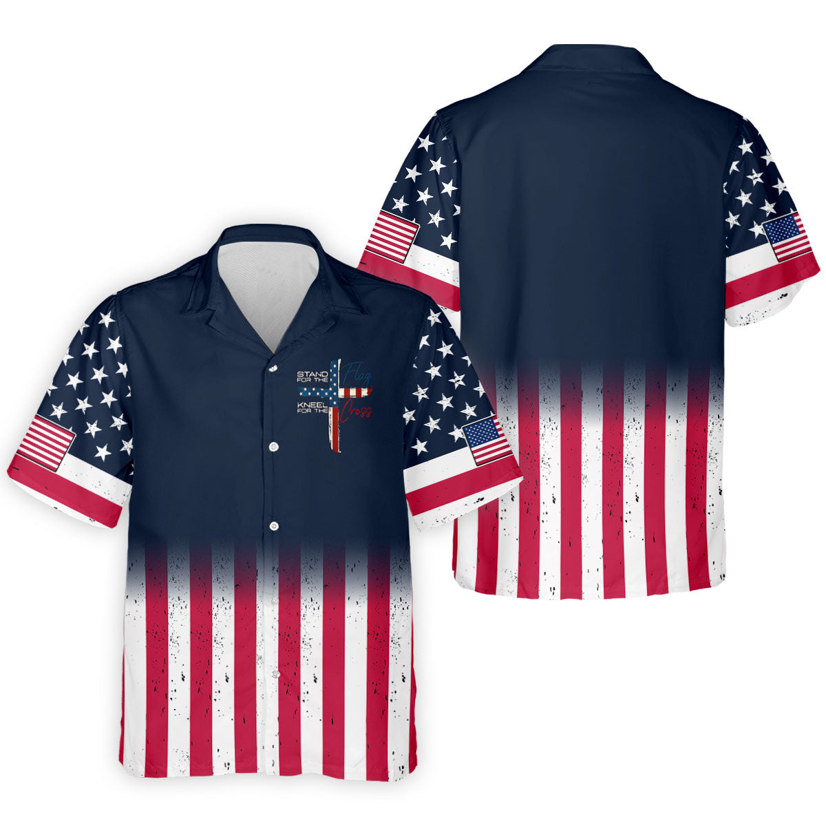 Stand For The Flag Kneel For The Cross Patriotic Golf Shirt, 250 Years 4th Of July Golf Shirts For Men