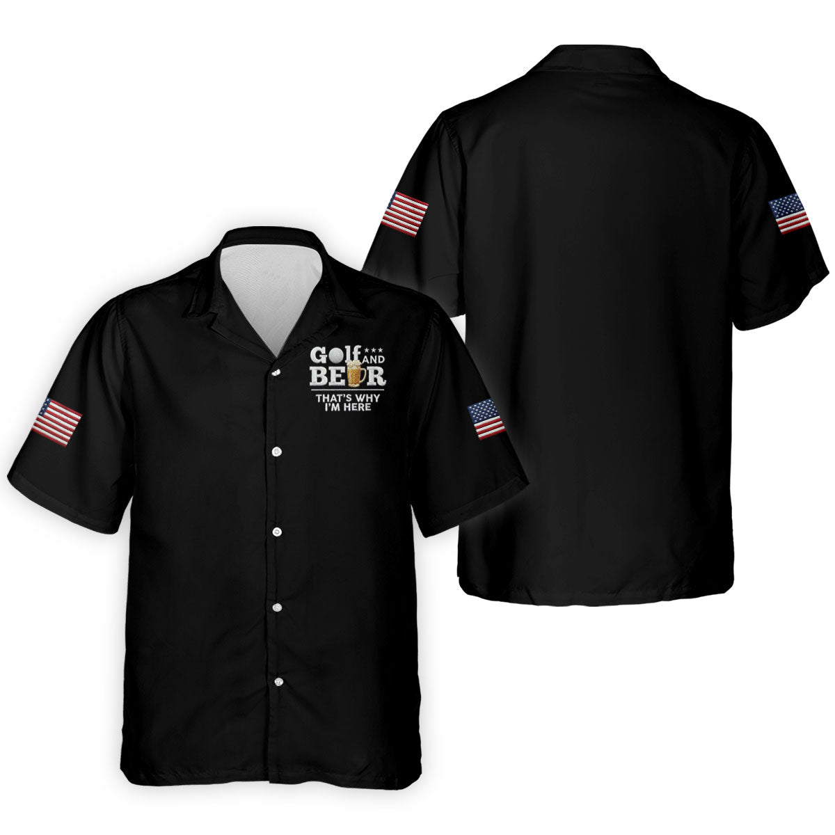 Golf And Beer That's Why I'm Here 250 Years US Flag Golf Shirt, Patriotic 4th Of July Golf Shirts For Men