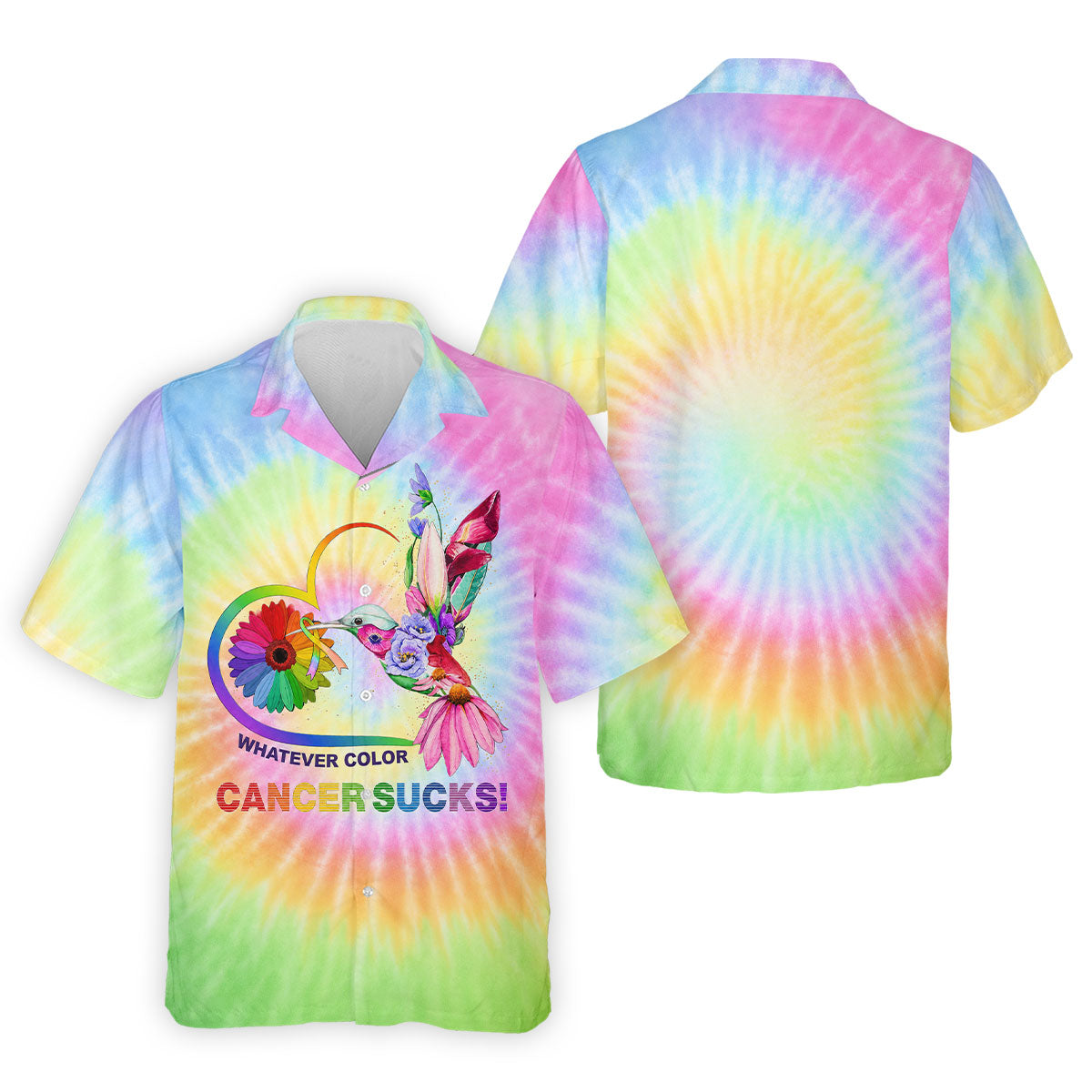 Whatever Color Cancer Sucks Hummingbird Polo Shirt, Mens Golf Polo, Printed Golf Shirts
