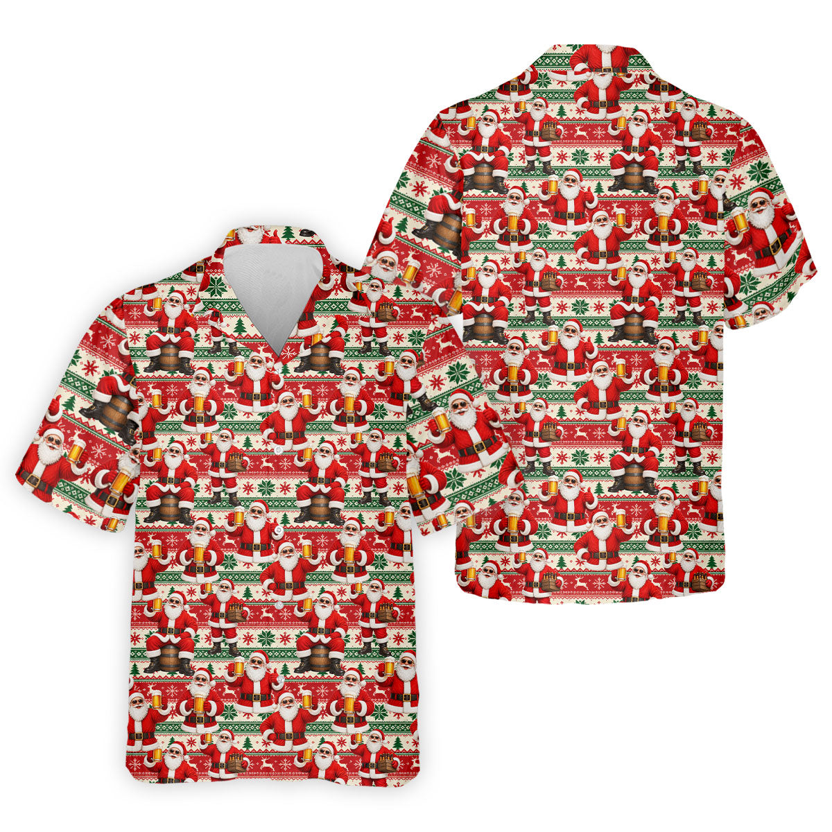 Funny Santa Beer Ugly Sweater Christmas Golf Shirt, Mens Golf Shirts, Polo Shirts For Men