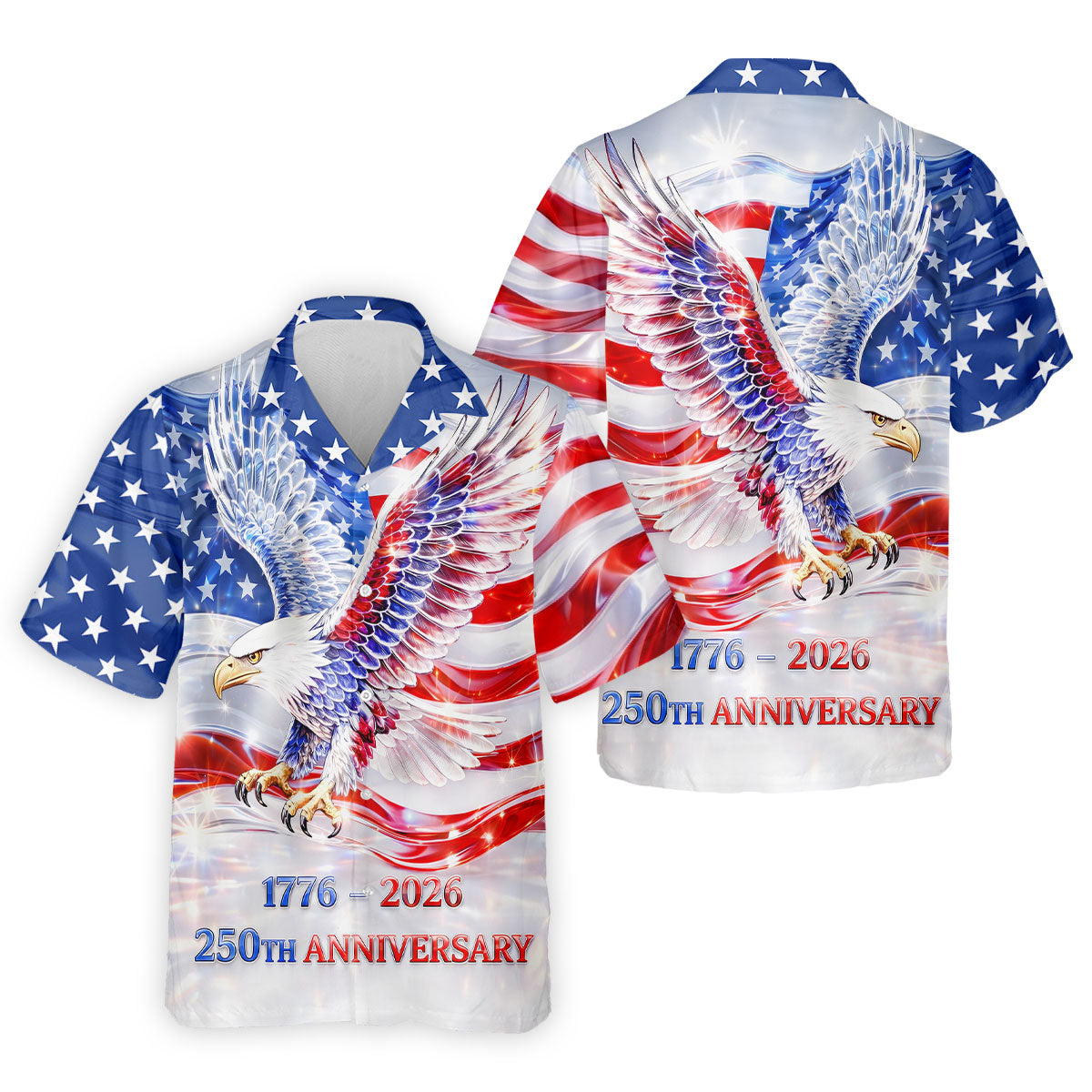 Bold Eagle American Flag Golf Shirt, Patriotic 4th Of July 250 Years Golf Shirts For Men