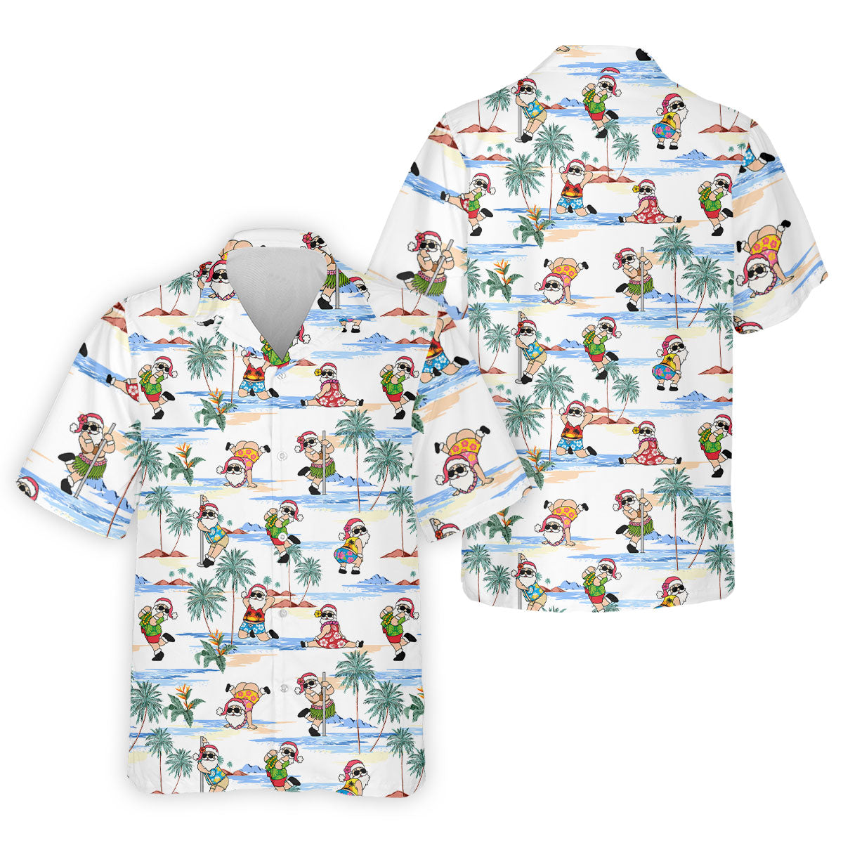 Beach Party Santa Christmas Golf Shirt, Men's Golf Shirt, Printed Golf Shirts, Hawaiian Golf Shirt