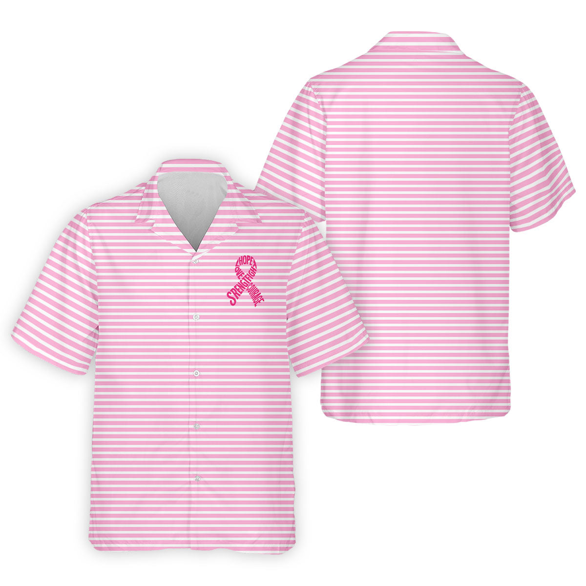 Hope Love Strength Courage Breast Cancer Polo Shirt, Mens Golf Polo, Golf Apparel For Men