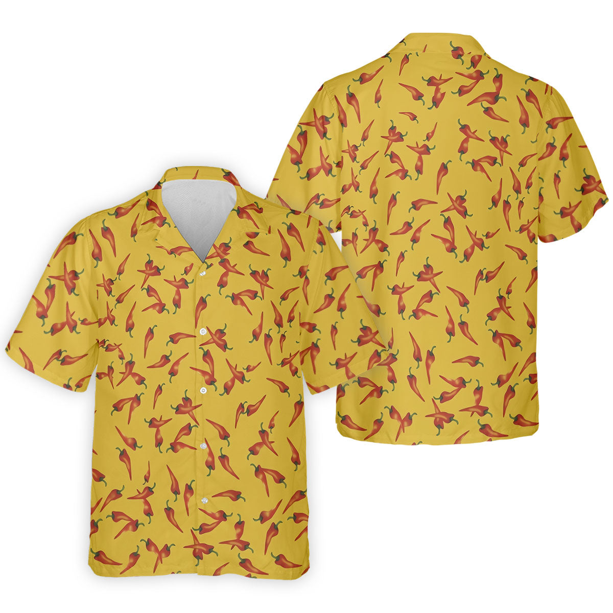 Red Chilli Yellow Hawaiian Golf Shirt, Summer Vibe Golf Shirts For Men, Polo Shirts For Men