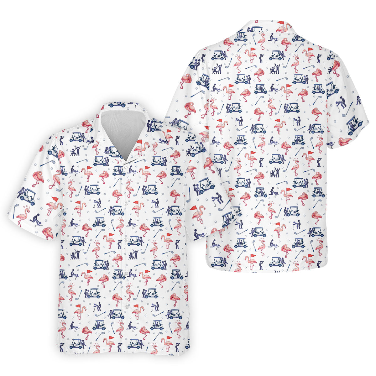 Flamingo Funny Golf Pattern Polo Shirt, Men's Golf Shirt, Golf Apparel For Men