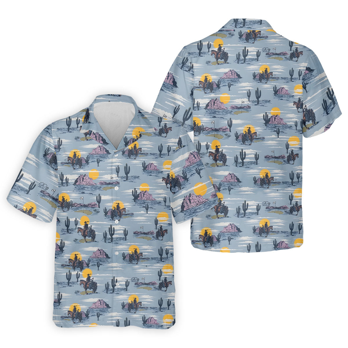 Cowboy Silhouette Desert Sunset Western Golf Shirt, Polo Shirts For Men, Golf Shirts For Men