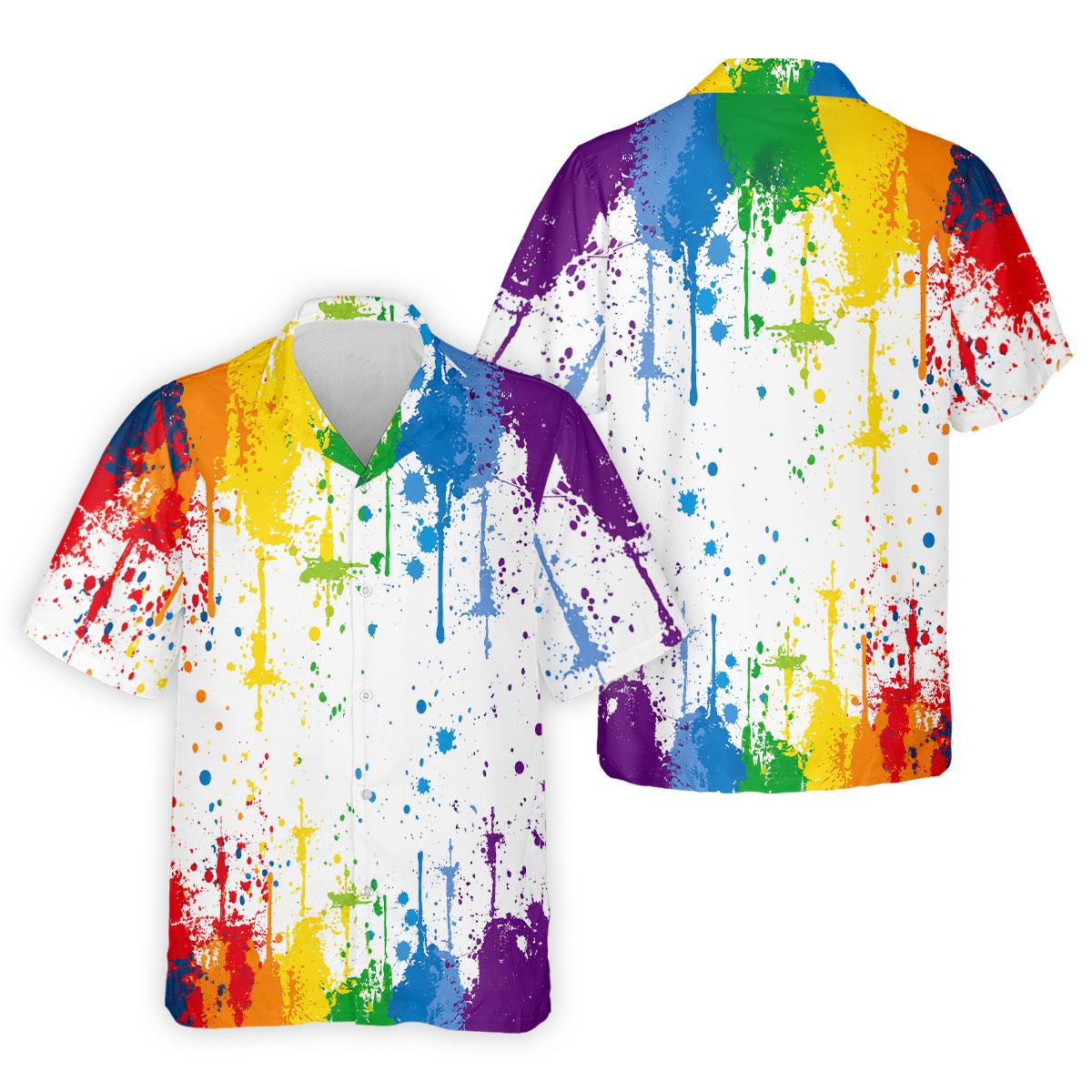 Rainbow Paint Splatter LGBT Support Golf Tops For Men, Pride Month Golf Shirts For Men