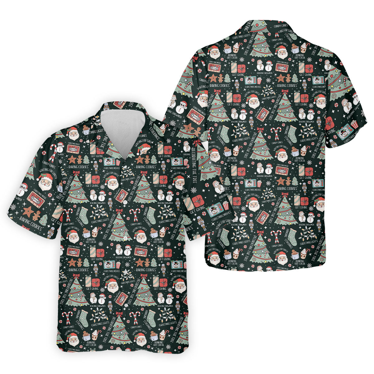 Cute Santa Claus Gift Green Men's Golf Polo Shirts, Christmas Golf Shirt, Polo Shirts For Men