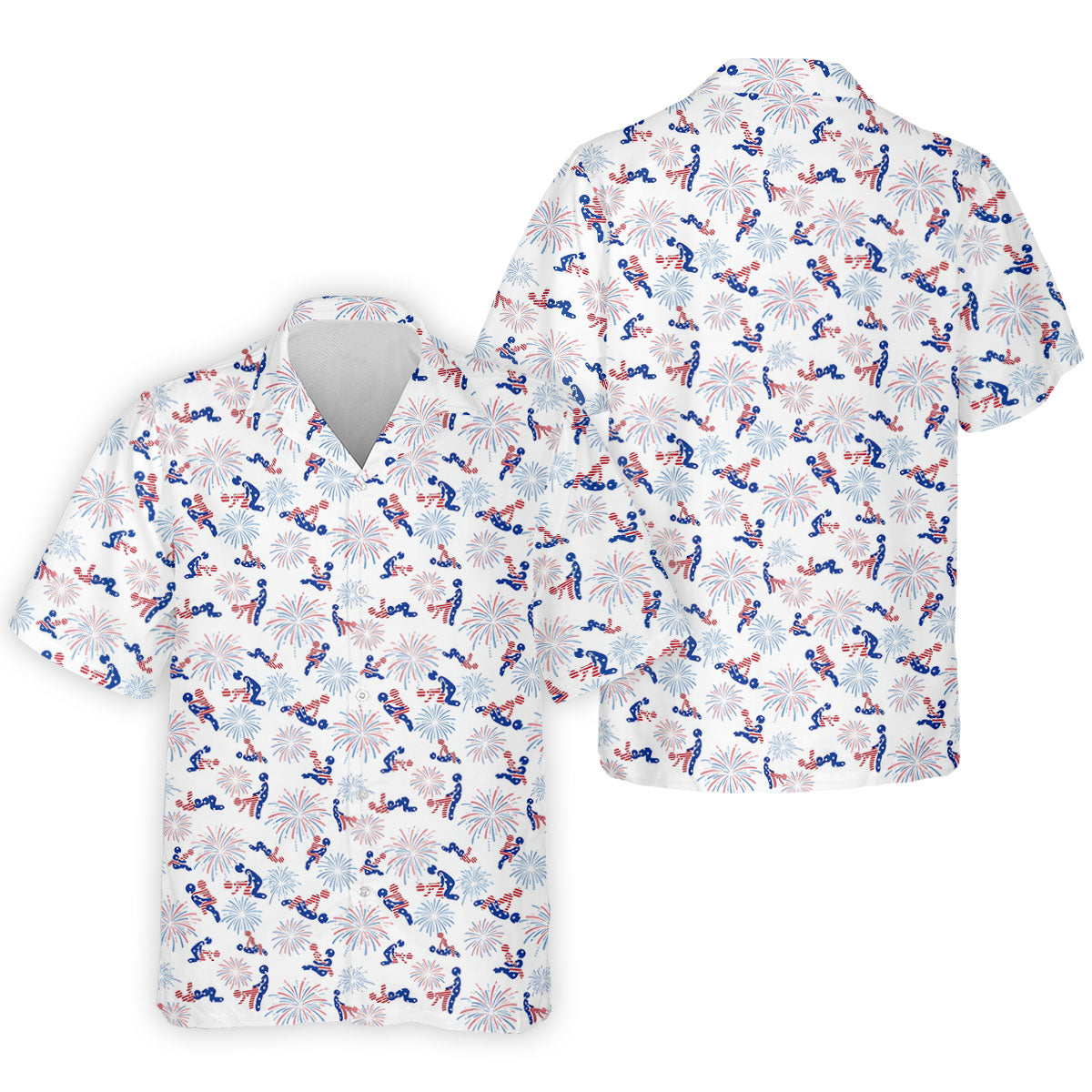 US Flag Pattern Naughty Couple Stick Figures Funny Golf Shirt, 250 Years Golf Shirts For Men