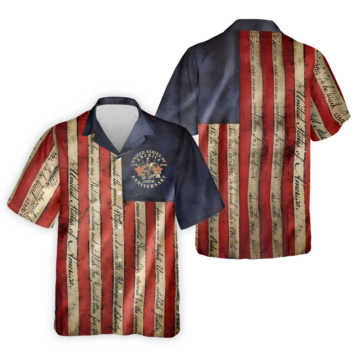 USA 250th Anniversary Distressed Flag Patriotic Golf Shirt, 4th Of July Golf Shirts For Men
