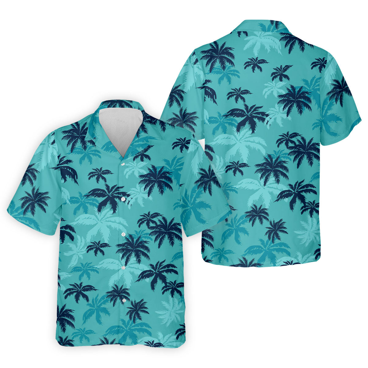 Turquoise Palm Tree Tropical Golf Shirt, Men's Polo Shirt, Hawaiian Golf Shirt, Performance Golf Shirt