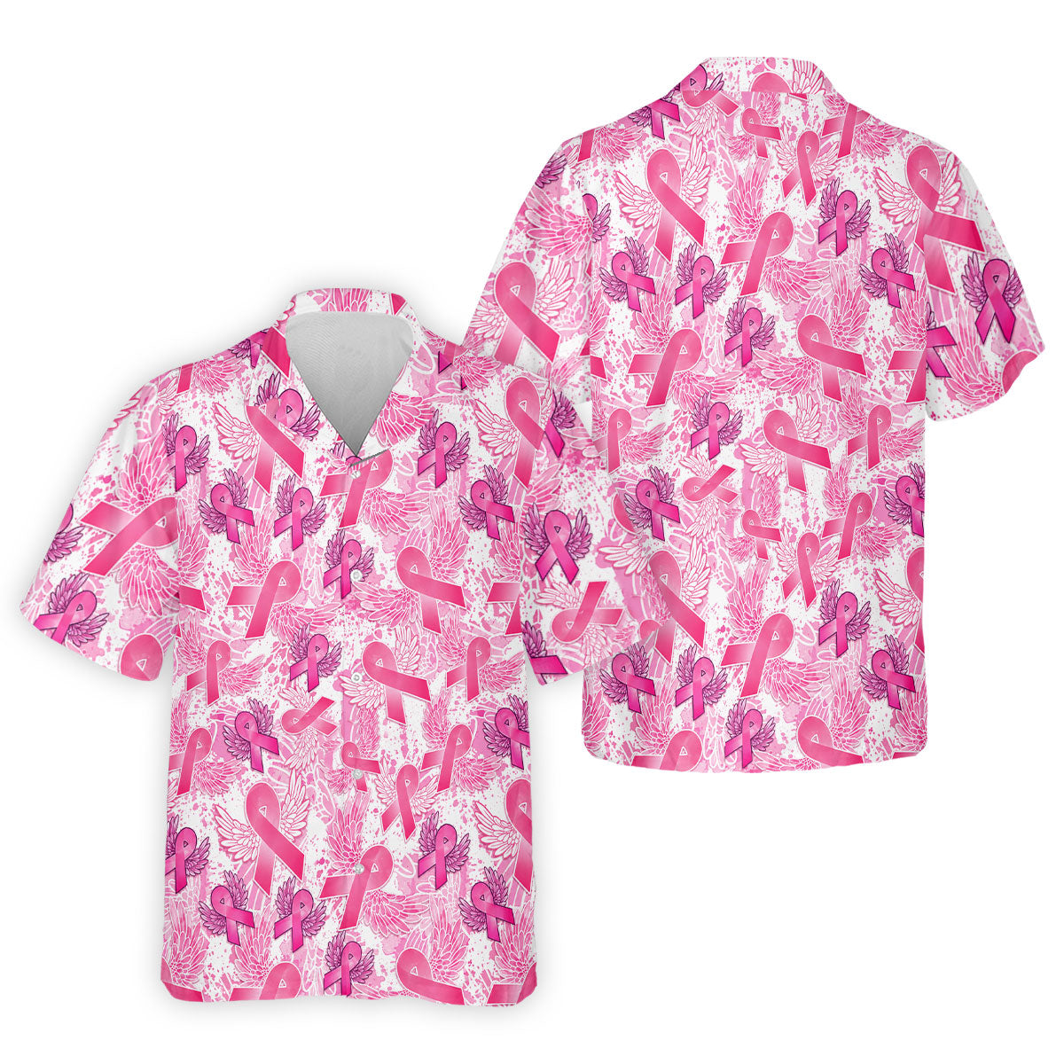 Breast Cancer Pink Ribbon Angel Wings Polo Shirt, Men's Golf Shirt, Golf Apparel For Men