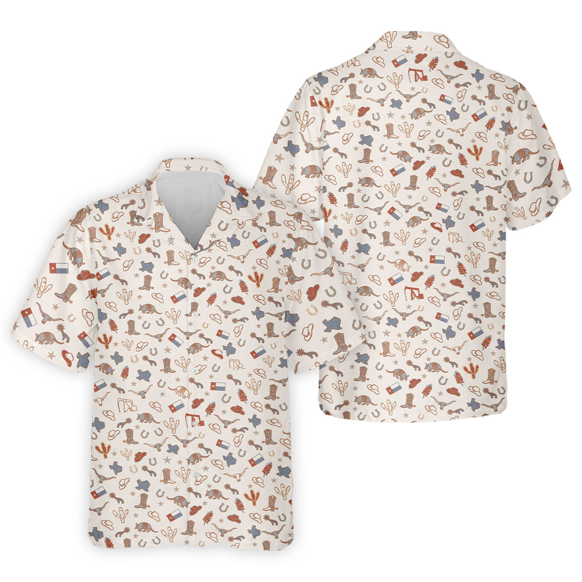 Beige Texas Cowboy Pattern Golf Polo Shirt, Hawaiian Golf Shirt, Golf Polo Shirts For Men