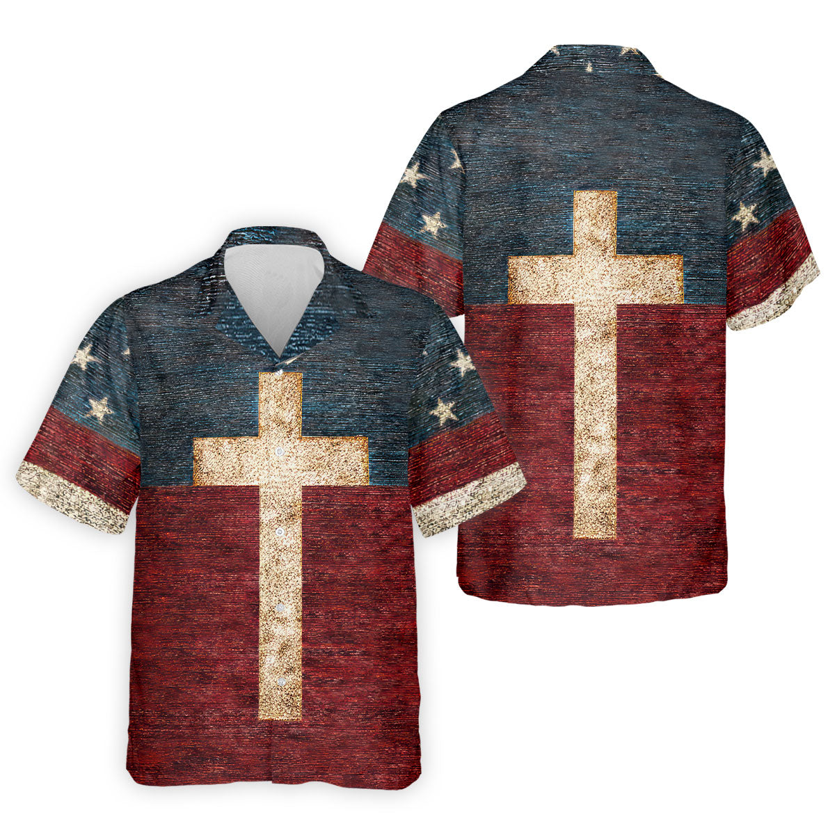 American Flag USA Faith Christian Cross Golf Shirt, Patriotic 4th Of July Golf Shirts For Men