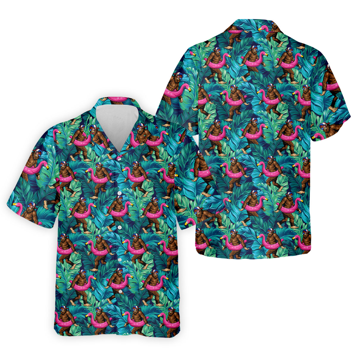 Tropical Flamingo Bigfoot Golf Shirt, 250 Years 4th Of July Patriotic Golf Shirts For Men