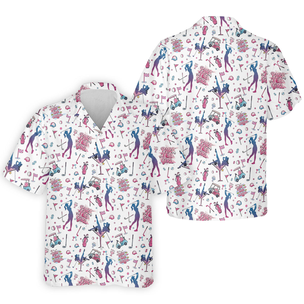 Funny Par Tee Girl Golfer Pattern Golf Polo Shirt, Polo Shirts For Men, Mens Golf Apparel