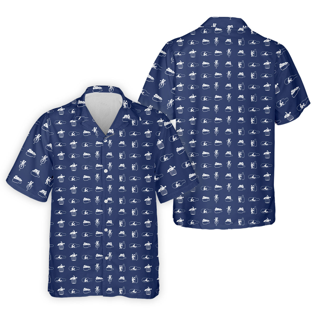 Navy Funny Adult Drinking Pattern Golf Polo Shirt, Men's Golf Shirt, Mens Golf Shirts