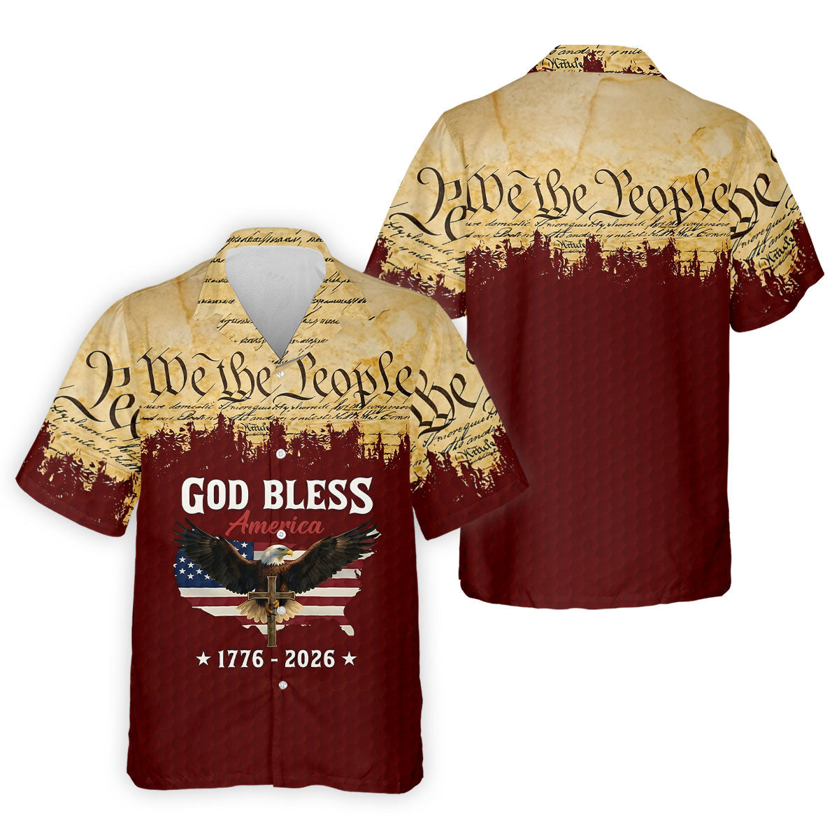 We The People God Bless America Patriotic Golf Shirt, 250 Years 4th Of July Golf Shirts For Men