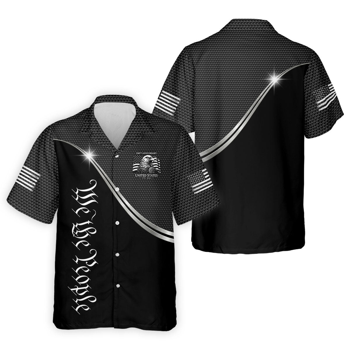 We The People 250th Anniversary Black Golf Shirt, Patriotic 4th Of July Golf Shirts For Men